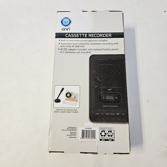 ONN Cassette Recorder NEW External Microphone, Built-in Speaker, Headphone Jack - Picture 3 of 4